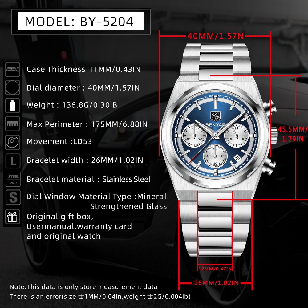 BENYAR 40 مللي متر ساعة كوارتز - مراجعة Running Watch وسعره